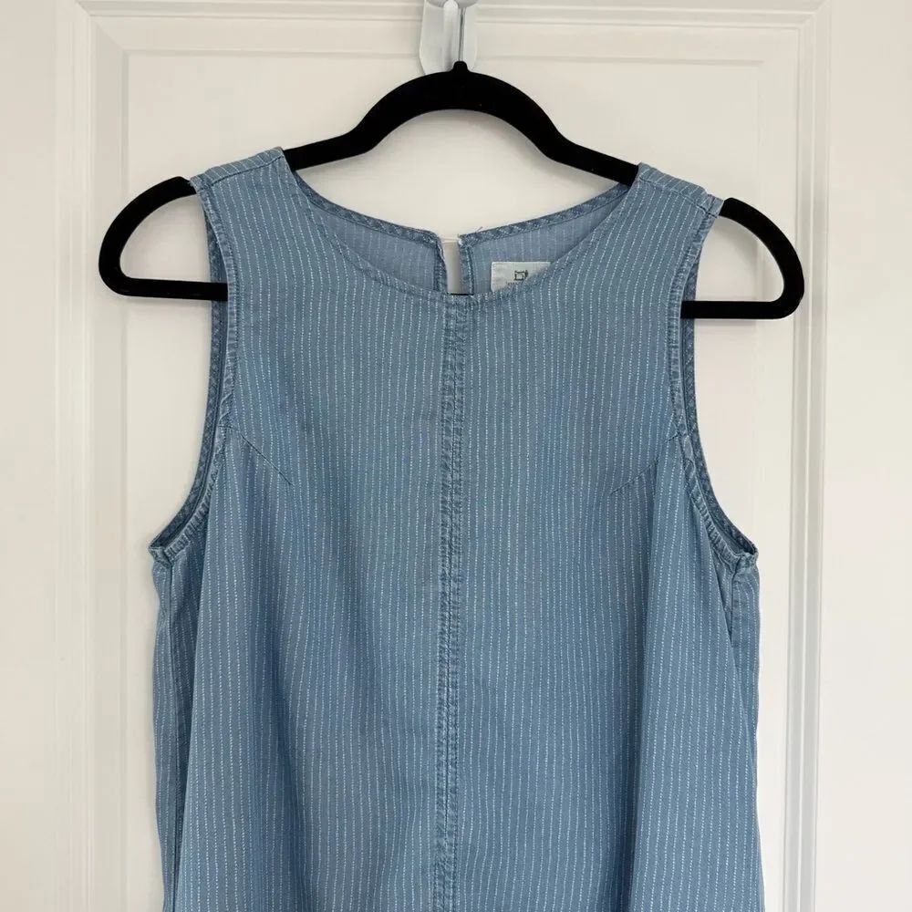 THREAD + SUPPLY | Blue Sleeveless Dress with Pockets - Picture 4 of 12